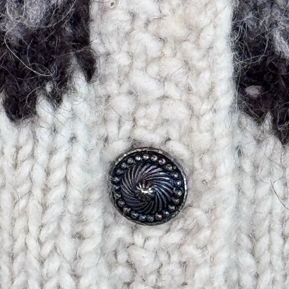 Vintage Nordic Icelandic 100% Wool Hand Knit Button Front Cardigan Sweater Sz M - Picture 6 of 11